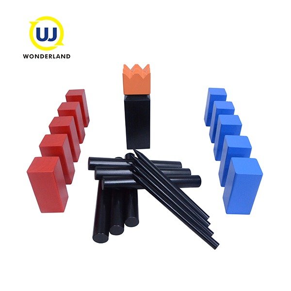 Colorful Pine Wood Kubb Game L